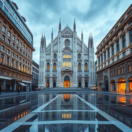 Architettura futuristica di un edificio moderno a Milano con riflessi urbani