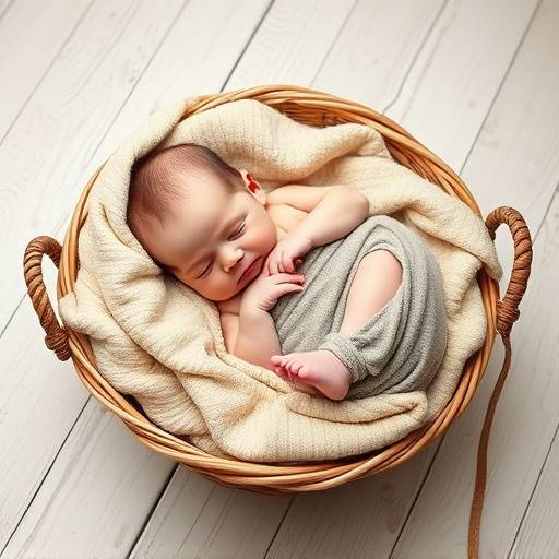 Neonata dorme serena in una cesta durante un servizio fotografico newborn