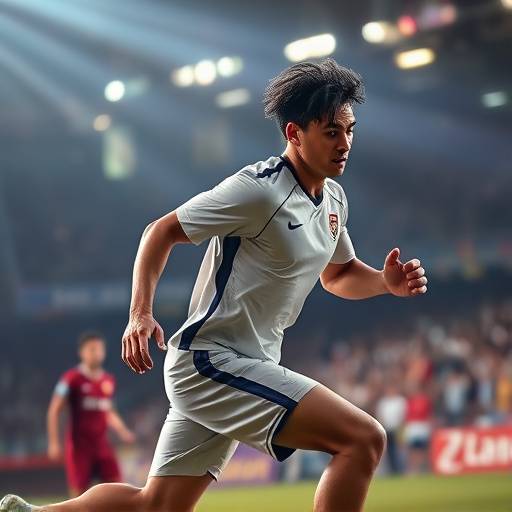 Un atleta in azione durante una partita sportiva