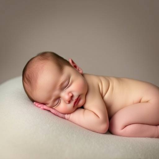 Un neonato addormentato in una posa artistica